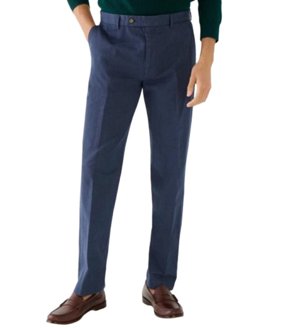 J.CREW Men's Chino Suit Pants 32x30 Blue Cotton-Linen Blend Slim Fit AX271 NWT